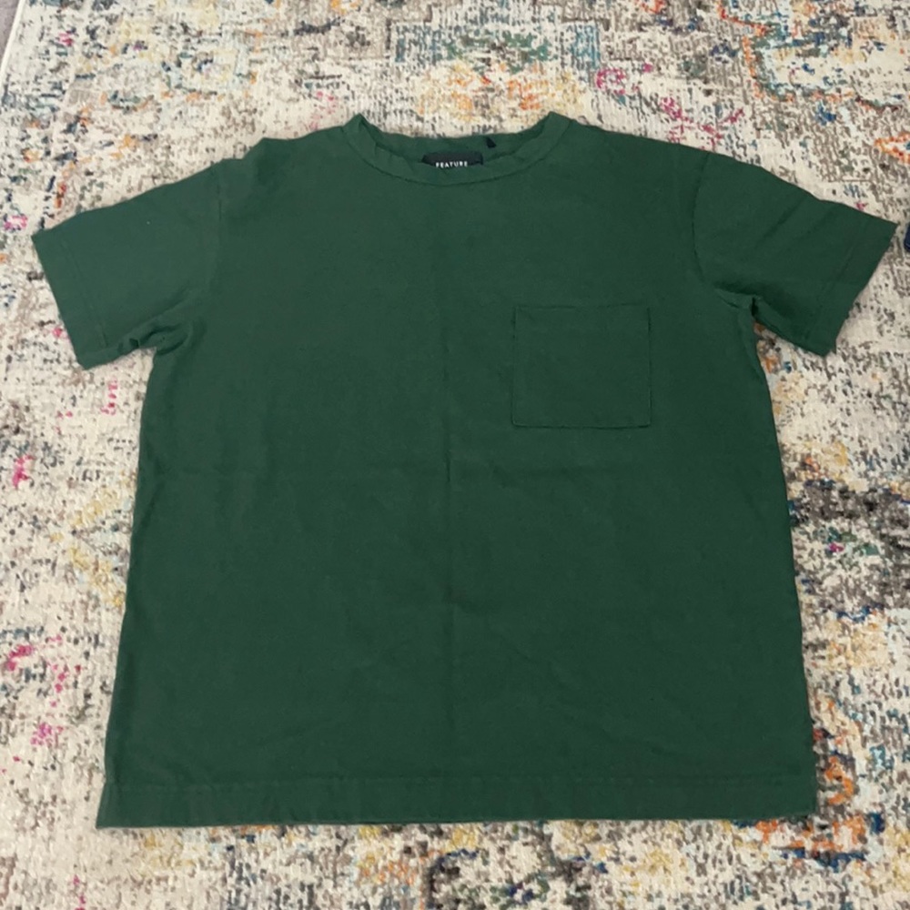 FEATURE All things good Dark Green Cotton pocket Tees L